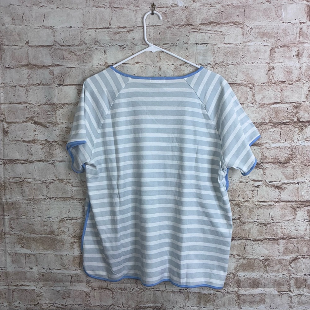 Lake Pima Short Sleeve Pajama Top in Blue Gray Club Stripe Size XL NEW - Picture 5 of 7
